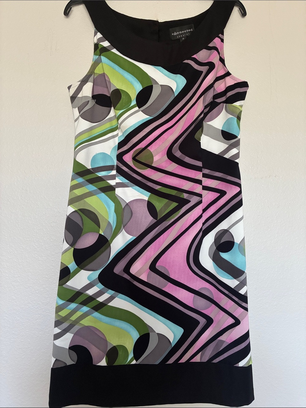 Connected Apparel Sleeveless Shift Dress Size 14 Abstract Print Chic